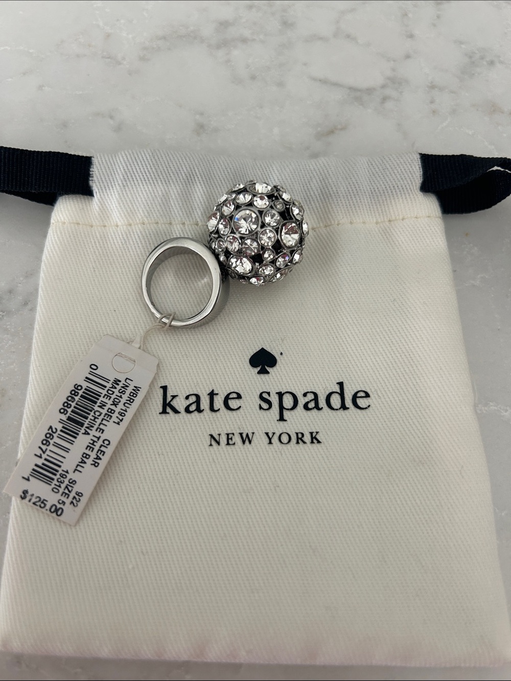 kate spade Silver Crystal Pavé Ball Keyring